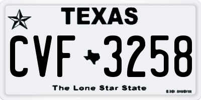 TX license plate CVF3258