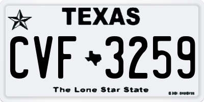 TX license plate CVF3259