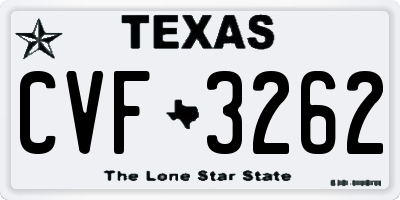 TX license plate CVF3262