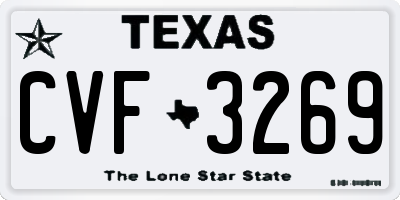 TX license plate CVF3269