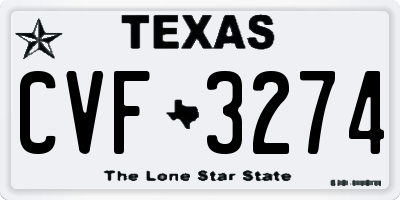 TX license plate CVF3274