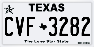 TX license plate CVF3282