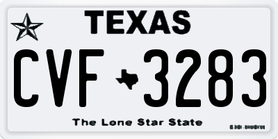 TX license plate CVF3283