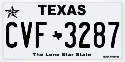 TX license plate CVF3287
