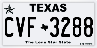 TX license plate CVF3288