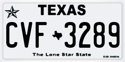 TX license plate CVF3289