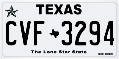TX license plate CVF3294