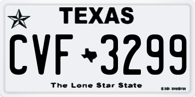 TX license plate CVF3299