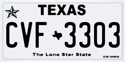 TX license plate CVF3303