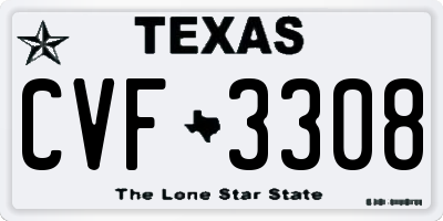 TX license plate CVF3308
