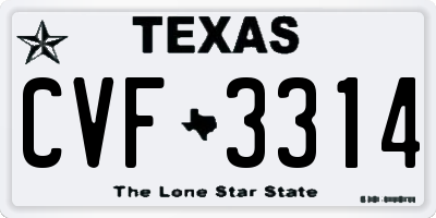 TX license plate CVF3314