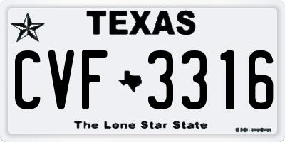 TX license plate CVF3316