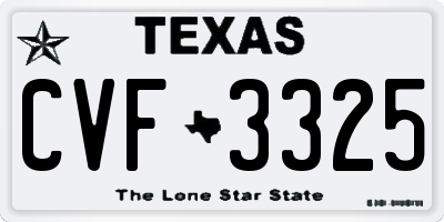 TX license plate CVF3325
