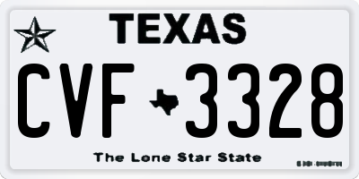 TX license plate CVF3328