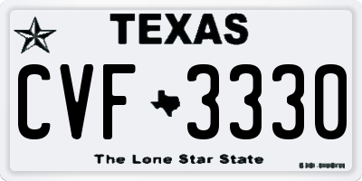 TX license plate CVF3330