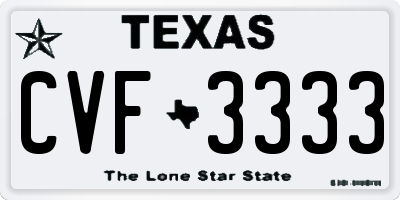 TX license plate CVF3333
