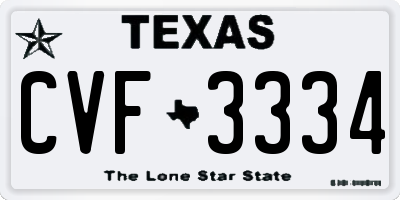 TX license plate CVF3334