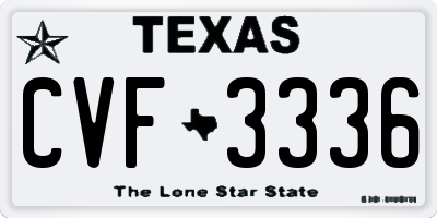 TX license plate CVF3336
