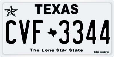 TX license plate CVF3344