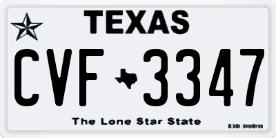 TX license plate CVF3347