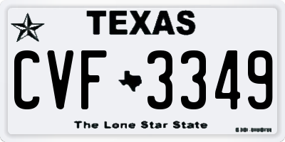 TX license plate CVF3349