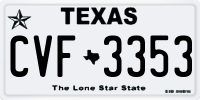 TX license plate CVF3353