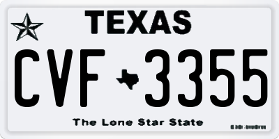 TX license plate CVF3355