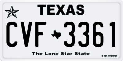 TX license plate CVF3361