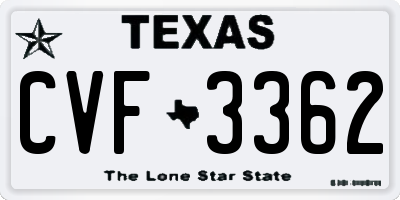 TX license plate CVF3362