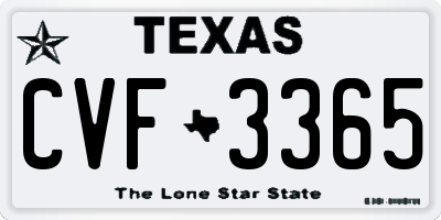 TX license plate CVF3365