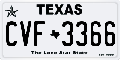 TX license plate CVF3366