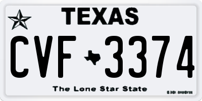 TX license plate CVF3374