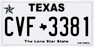 TX license plate CVF3381
