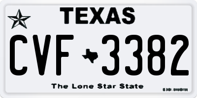 TX license plate CVF3382