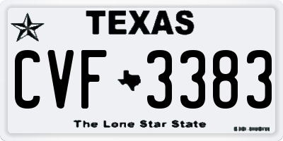 TX license plate CVF3383