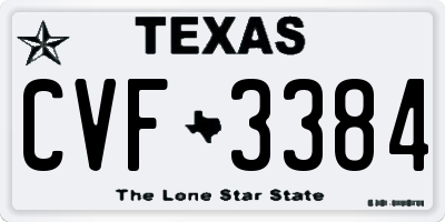 TX license plate CVF3384