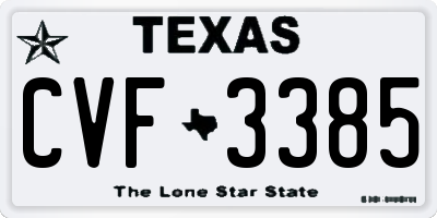 TX license plate CVF3385