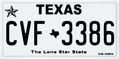 TX license plate CVF3386