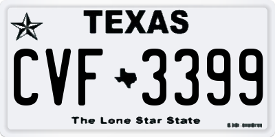 TX license plate CVF3399