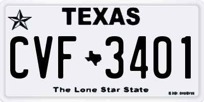 TX license plate CVF3401