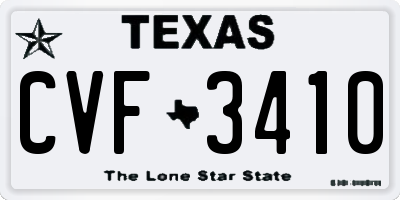 TX license plate CVF3410