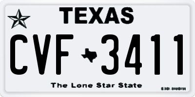 TX license plate CVF3411