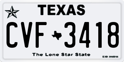 TX license plate CVF3418