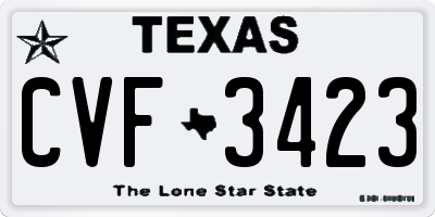 TX license plate CVF3423