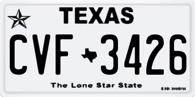 TX license plate CVF3426