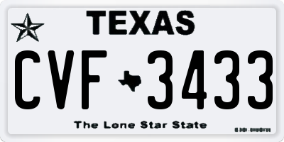 TX license plate CVF3433