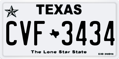 TX license plate CVF3434
