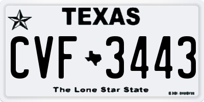 TX license plate CVF3443