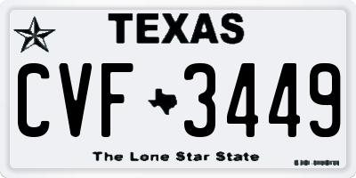 TX license plate CVF3449