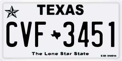 TX license plate CVF3451